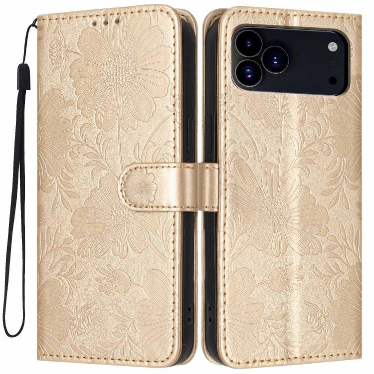 Sunflower Embossed Vegan Leather Phone Case with Small Black Rope, For iPhone 16e / 17e, For iPhone 17 Pro Max, For iPhone 17 Pro, For iPhone 17, For iPhone Air, For iPhone 16 Pro Max, For iPhone 16 Pro, For iPhone 16 Plus