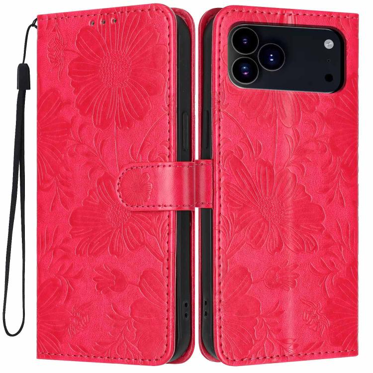 Sunflower Embossed Vegan Leather Phone Case with Small Black Rope, For iPhone 16e / 17e, For iPhone 17 Pro Max, For iPhone 17 Pro, For iPhone 17, For iPhone Air, For iPhone 16 Pro Max, For iPhone 16 Pro, For iPhone 16 Plus