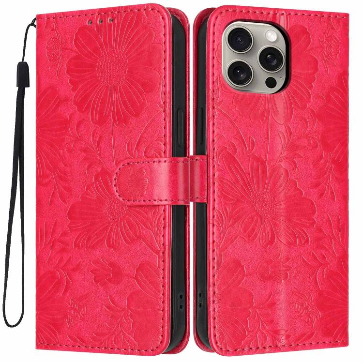 Sunflower Embossed Vegan Leather Phone Case with Small Black Rope, For iPhone 14 Pro Max, For iPhone 13 Pro Max, For iPhone 13 Pro, For iPhone 13, For iPhone 12 / 12 Pro, For iPhone 12 Pro Max, For iPhone 11 Pro Max, For iPhone 11