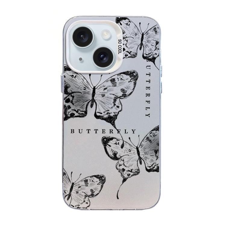 Butterfly Pattern Silver Plating PC Hybrid TPU Phone Case, For iPhone 15, For iPhone 14 Plus, For iPhone 14, For iPhone 14 Pro, For iPhone 14 Pro Max, For iPhone SE 2022 / SE 2020