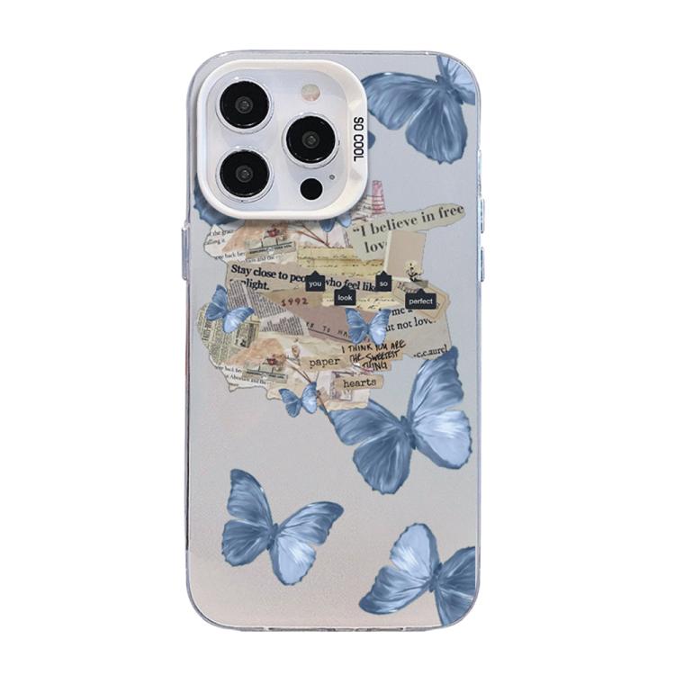 Butterfly Pattern Silver Plating PC Hybrid TPU Phone Case, For iPhone 15, For iPhone 14 Plus, For iPhone 14, For iPhone 14 Pro, For iPhone 14 Pro Max, For iPhone SE 2022 / SE 2020