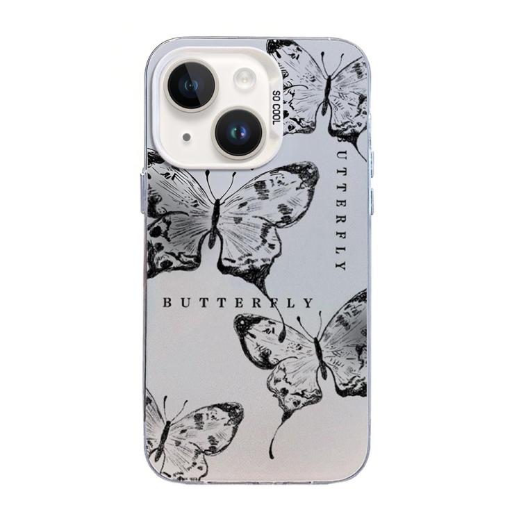 Butterfly Pattern Silver Plating PC Hybrid TPU Phone Case, For iPhone 13 Pro Max, For iPhone 13 Pro, For iPhone 13, For iPhone 13 mini, For iPhone 12 Pro Max, For iPhone 12 Pro