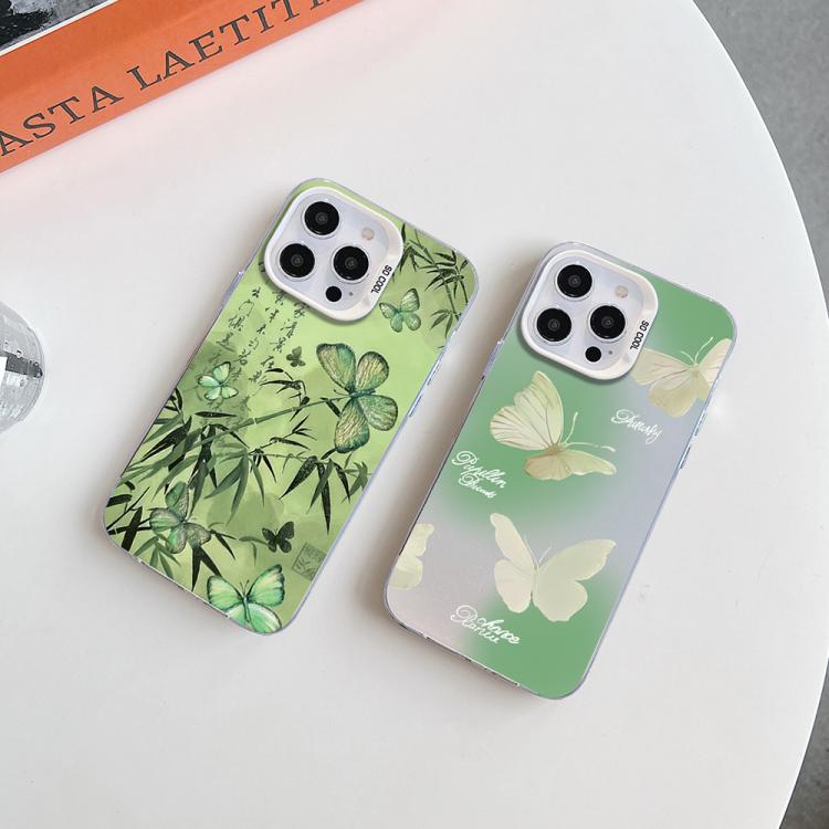 Butterfly Pattern Silver Plating PC Hybrid TPU Phone Case, For iPhone 12 mini, For iPhone 11 Pro Max, For iPhone 11, For iPhone 11 Pro, For iPhone XS / X, For iPhone XR