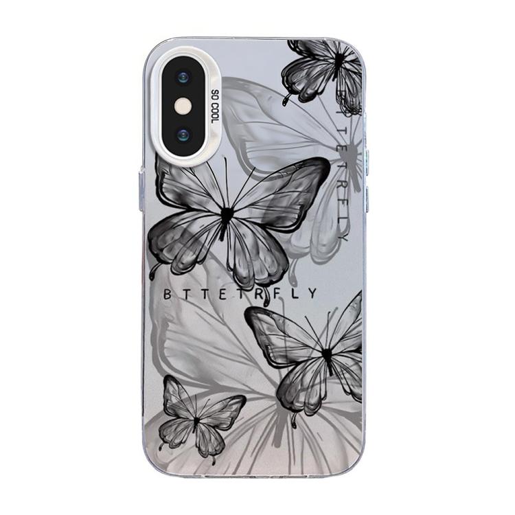 Butterfly Pattern Silver Plating PC Hybrid TPU Phone Case, For iPhone 12 mini, For iPhone 11 Pro Max, For iPhone 11, For iPhone 11 Pro, For iPhone XS / X, For iPhone XR