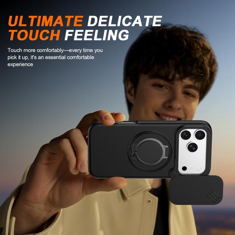 Camera Sliding Shield Magnetic Rotation Holder Phone Case, For iPhone 18 Pro / 17 Pro, For iPhone 18 Pro Max / 17 Pro Max, For iPhone 17, For iPhone Air, For iPhone 16 Pro Max, For iPhone 16 Pro