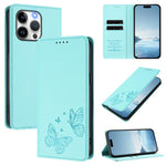 Strong Magnetic Dual Butterfly RFID Vegan Leather Phone Case, For iPhone 14 Pro Max, For iPhone 13 Pro Max, For iPhone 13 Pro, For iPhone 12 / 12 Pro