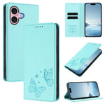 Strong Magnetic Dual Butterfly RFID Vegan Leather Phone Case, For iPhone 16, For iPhone 15 Pro Max, For iPhone 15 Pro, For iPhone 15 Plus
