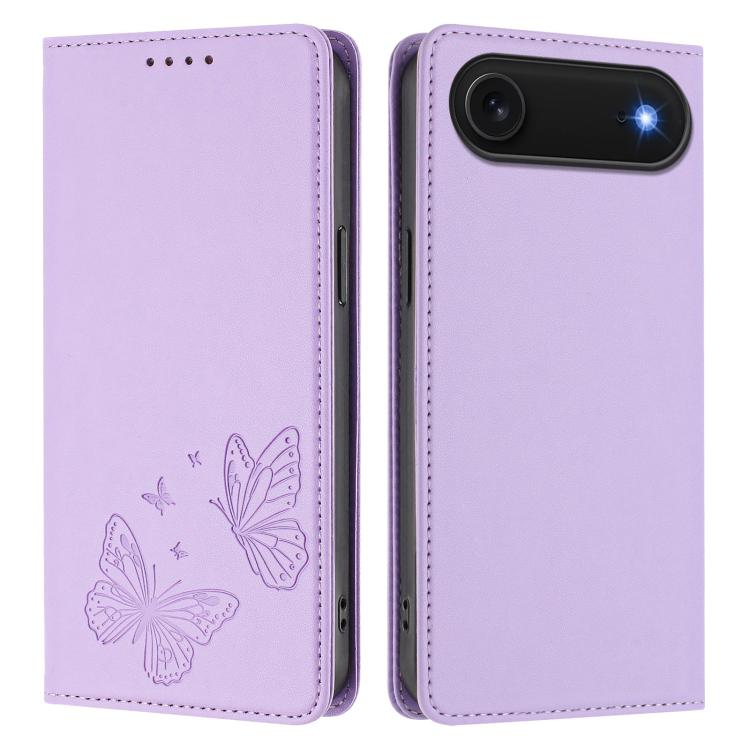 Strong Magnetic Dual Butterfly RFID Vegan Leather Phone Case, For iPhone Air, For iPhone 16 Pro Max, For iPhone 16 Pro, For iPhone 16 Plus