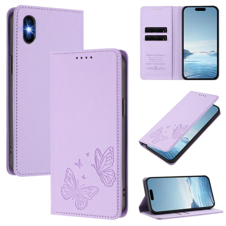 Strong Magnetic Dual Butterfly RFID Vegan Leather Phone Case, For iPhone X / XS, For iPhone XR, For iPhone XS Max, For iPhone 8 Plus / 7 Plus
