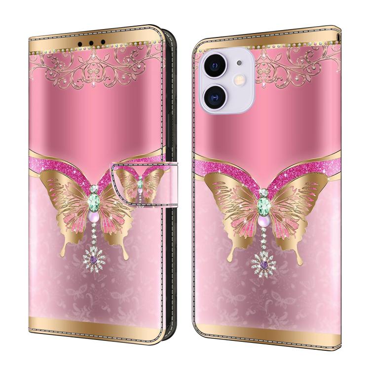 Crystal-Like Painted Vegan Leather Phone Case, For iPhone 11