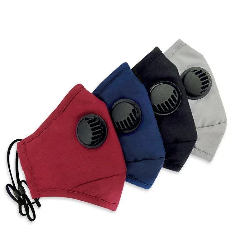 For Men Women Washable Replaceable Filter Breath-Valve PM2.5 Dustproof Face Mask