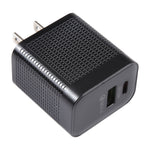 PD 20W USB-C/Type-C+QC 3.0 USB Ports Plaid Pattern Travel Charger, US Plug, US Plug (Black)