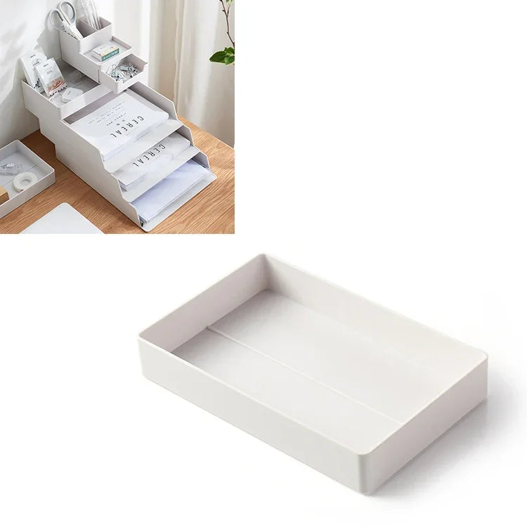 Desktop Removable Assembled Small File Storage Box, 0115-3 (Blue Green), 0115-3 (Grey White)