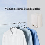 Retractable Indoor And Outdoor Clothes Wall Hanger Magic Drying Rack Balcony Bathroom Invisible Clothesline Wire Rope, White, Silver