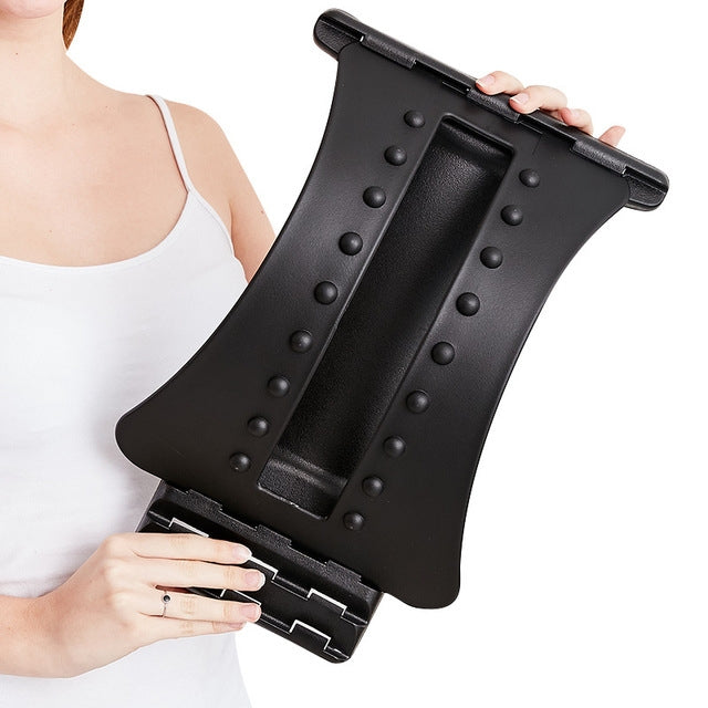 Lumbar Traction Stretching Device Posture Corrector Waist Support Spine Pain Relief Back Massage Stretcher, Black Green, Black Blue, Black Purple, Black Red, Red White, White Green, White Blue, White Purple