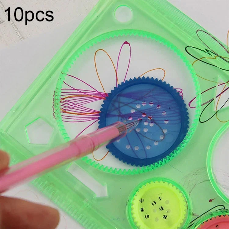 10pcs Creative Million Flower Ruler Geometric Learning Rules Drawing Tools Fixed Student Painting Set Creative,Random Color Delivery, Million Flower