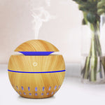 Wood Grain USB Hollowed-out Humidifier Seven Color Aromatherapy Lamp Automatic Alcohol Sprayer with Remote Control(Sky Blue), HC0372A, HC0372B, HC0372C, HC0372D, HC0372F, HC0372G, HC0372H, HC0372I, HC0372J, HC0372K