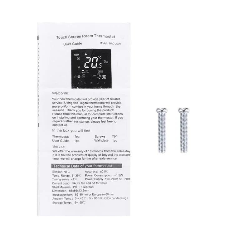 BHT-2001 3A Load Water Heating Type LCD Digital Heating Room Thermostat, Display Clock / Temperature / Time / Week / Heat etc., BHT-2001 3A (Black)