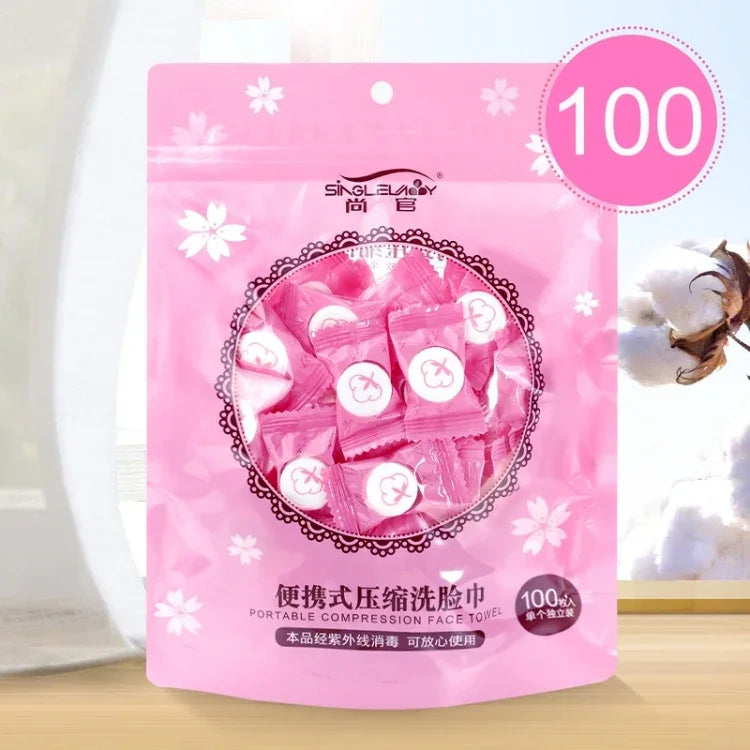 100 PCS Candy Style Portable Disposable Travel Cotton Towel, Size: 22*20cm, 100 PCS