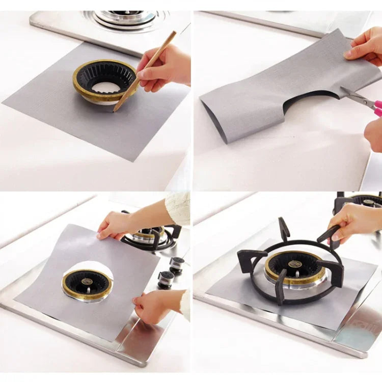 4 PCS Gas Furnace Surface Ultra-thin Fibre Material Thickened Stovetop Protective Cleaning Pad, Size: 27*27 cm (Black), 4 PCS