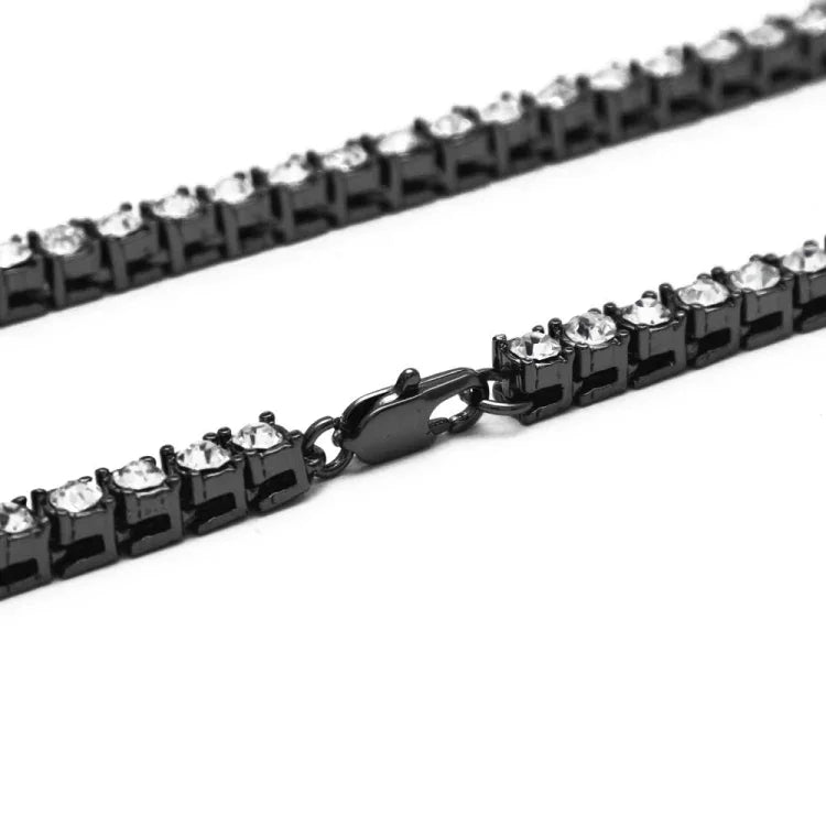Mens Hip Hop Punk Single Row Crystal Inlaid Alloy Chain Necklace, Size: 30 inch, Size: 30 inch