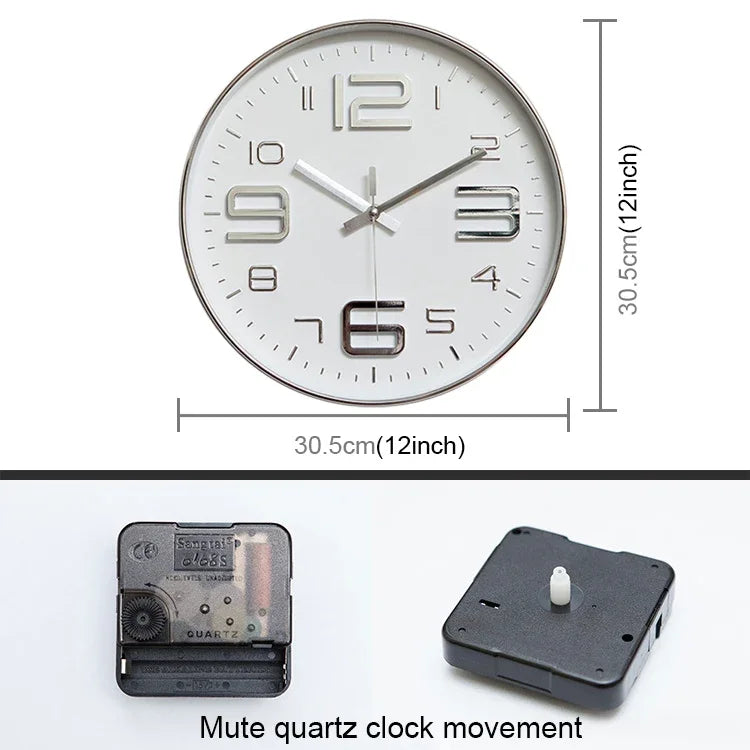 12 inch Creative Decorative Round Shape Living Room Simple Modern Quartz Wall Clock