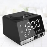 K11 Bluetooth Alarm Clock Speaker Creative Digital Music Clock Display Radio with Dual USB Interface, Support U Disk / TF Card / FM / AUX, US Plug, US Plug(Black), US Plug(White)