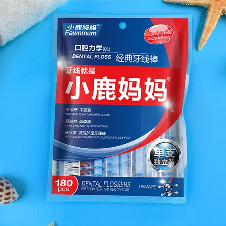 Fawnmum Ultra-fine Safety Dental Floss Super Tension Toothpick Thread, 2 Packs / (180pcs)
