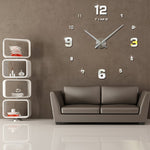 Bedroom Home Decoration Mirrored Number Frameless Large 3D DIY Wall Sticker Mute Clock, Size: 100*100cm, 3M005 (Silver), 3M005 (Black), 3M005 (Gold)