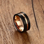 Europe and America Style Men Classic Ring Pure Tungsten Carbide Hand-brushed Rose Gold Plating Ring, Size: 12, Diameter: 21.5mm, Perimeter: 67.5mm, Size: 12