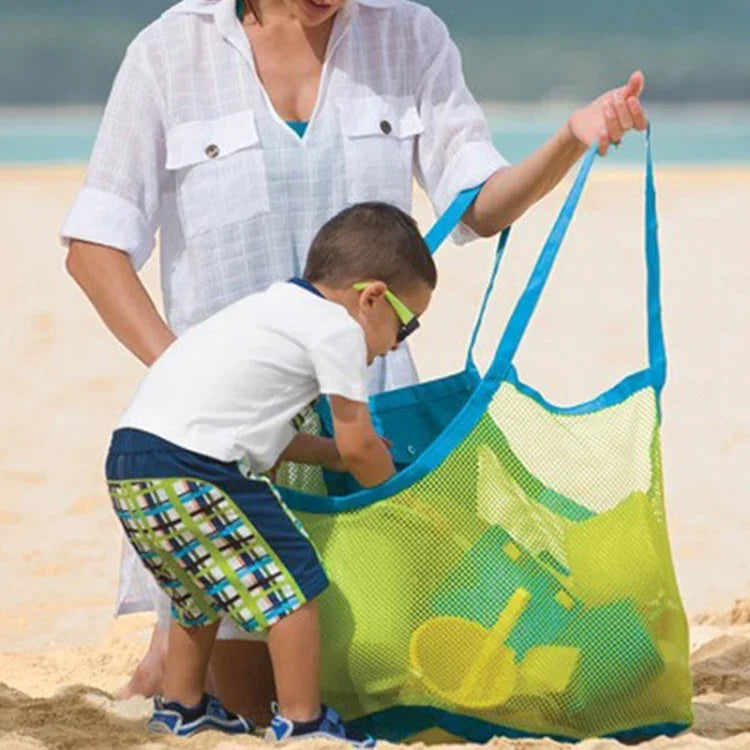 Portable Mesh Children Beach Dredging Tools Toy Quick Storage Bag Handbag, L Size