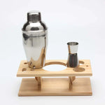 9 in 1 Stainless Steel Cocktail Shaker Tools Set with Wooden Mount, Capacity: 750ml, 750ml