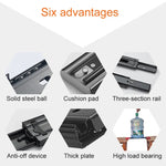 14 inches 3-section Mute Stainless Steel Sliding Drawer Slides Ball Slide Rail Length: 35cm, 14 inches