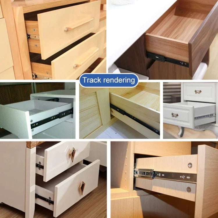 20 inches 3-section Mute Cold Rolled Steel Sliding Drawer Slides Ball Slide Rail Length: 50cm, 20 inches (Cold Rolled Steel)