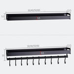 30cm Kitchen Multi-function Wall Hanging Holder Seasoning Storage Rack, 30cm(Black)