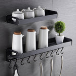 50cm 8 Hooks Kitchen Multi-function Wall Hanging Holder Seasoning Storage Rack, 50cm 8 Hooks (Black)