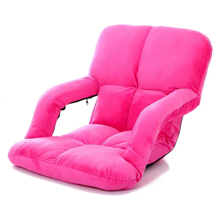 A3 Creative Lazy Sofa with Armrests Foldable Single Backrest Recliner, 92x58x12cm (Yellow), 92x58x12cm (Rose Red), 92x58x12cm (Red), 92x58x12cm (Blue), 92x58x12cm (Khaki), 92x58x12cm (Coffee), 92x58x12cm  (Black)