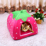 Strawberry Shaped Foldable Short Plush Pet House Nest, Size: M, Blue, Size M, Purple, Size M, Red, Size M, Pink, Size M