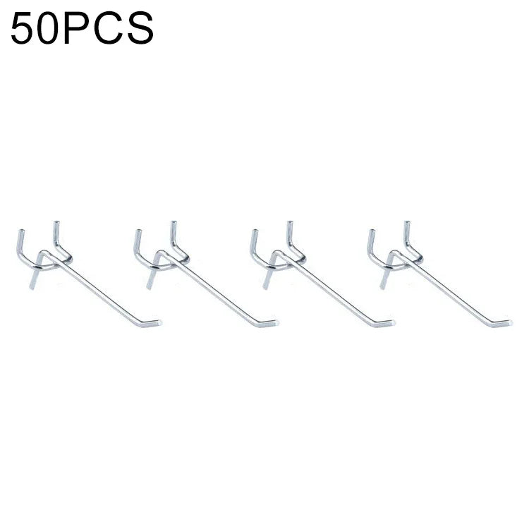 10pcs Supermarket Clothing Shop Pegboard Slat Wall Hook Shelf Hole Plate, Hole Pitch: 2.5cm, Length: 10cm, Wire Diameter: 3.3mm, Length: 10cm