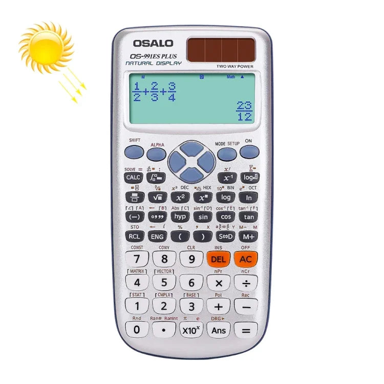 OSALO OS-991ES PLUS 10+2 Digits Multi-functional Student Function Scientific Calculator Solar Energy Dual Power Calculator, OS-991ES