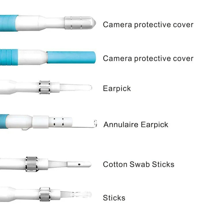 i95 3 in 1 USB Ear Scope Inspection HD 0.3MP Camera Visual Ear Spoon for OTG Android Phones & PC & MacBook, 1.75m Length Cable, 3 in 1 White  0.3MP