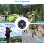 Outdoor Sports Camping Hiking Pointer Guider Aluminum Alloy Compass Hiker Navigation with Keychain, Random Color Delivery, G44-2