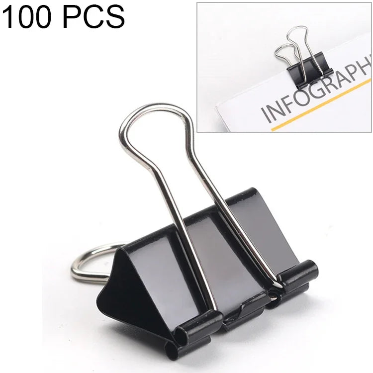 100PCS 19mm Black Metal Clip Notes Letter Paper Clip Office Bind, 100PCS / 19mm