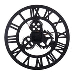 Retro Wooden Round Single-sided Gear Clock Rome Number Wall Clock, Diameter: 70cm, Rome Number 70cm, Rome Number  70cm