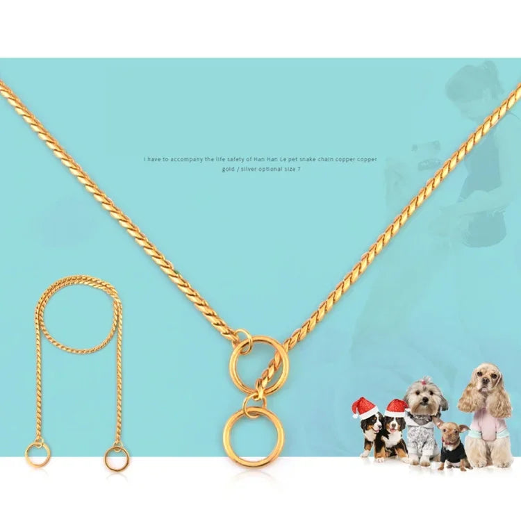 Pet Collars Pet Neck Strap Dog Neckband Snake Chain Dog Chain  Solid  Metal Chain Dog Collar，Length:35cm, 35cm