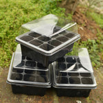 Seedling Tray Sprout Plate 12 Holes Nursery Pots Tray Lids Box For Gardening Bonsai Mini Greenhouse Nursery Plate, 12 Holes, 5pcs 12 Holes