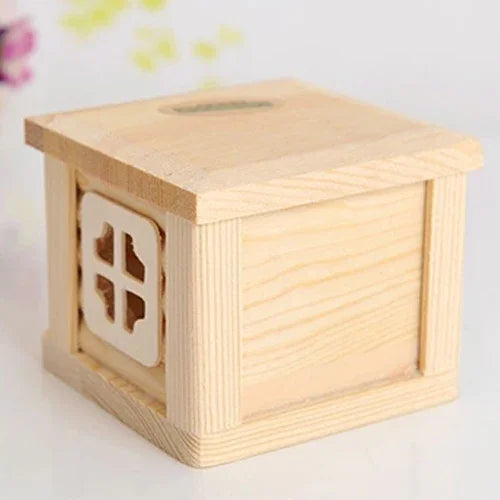 Pet Flat Roof Wooden House Hut Pets Cage for Small Animal Rabbit Hamster, Flat Roof Wooden House