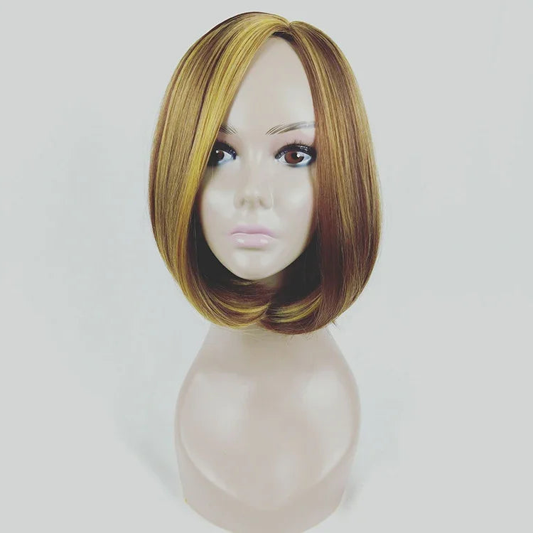 Bob Haircut Wig Headgear for Women (Linen Gold)