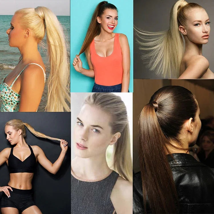 18H22# Invisible Seamless Bandage-style  Wig Long Straight Hair Wig Ponytail, 18H22#