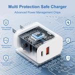 HAWEEL 20W Dual-Port Fast Charger Adapter, US Plug, Dual-Port Charger US Plug